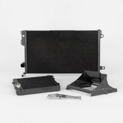 Front Mount + Auxiliary Heat Exchanger Bundle for W205 C63 & C63S AMG with carbon air baffles – full product view