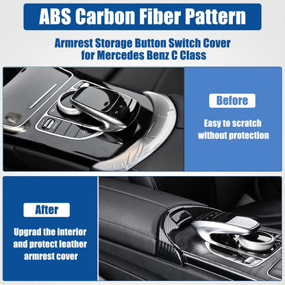 ABS Carbon Fiber Pattern Armrest Button Cover for W205 Mercedes