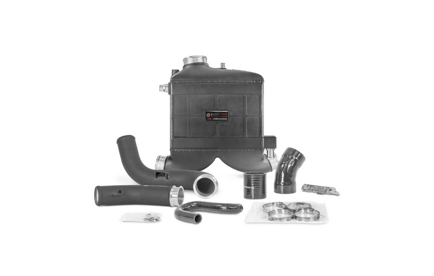Wagner Tuning Performance Intercooler Kit full assembly for Mercedes C43 AMG W205 including core, boost pipes, silicone hoses, and mounting hardware