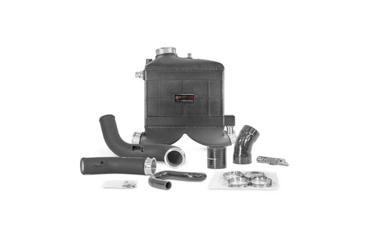 Wagner Tuning Performance Intercooler Kit full assembly for Mercedes C43 AMG W205 including core, boost pipes, silicone hoses, and mounting hardware