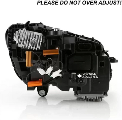Xtune 9949791 Projector Headlight internal view showing running lights, turn signal, and high beam