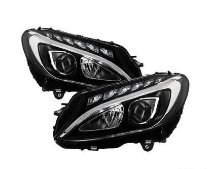 Xtune Black Projector Headlights for Mercedes C-Class W205 2015-2018 – Pair