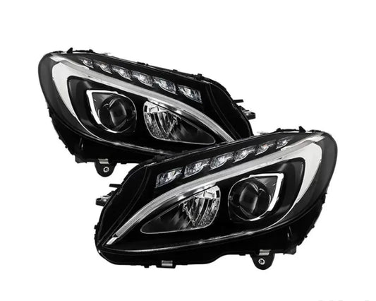 Xtune Black Projector Headlights for Mercedes C-Class W205 2015-2018 – Pair